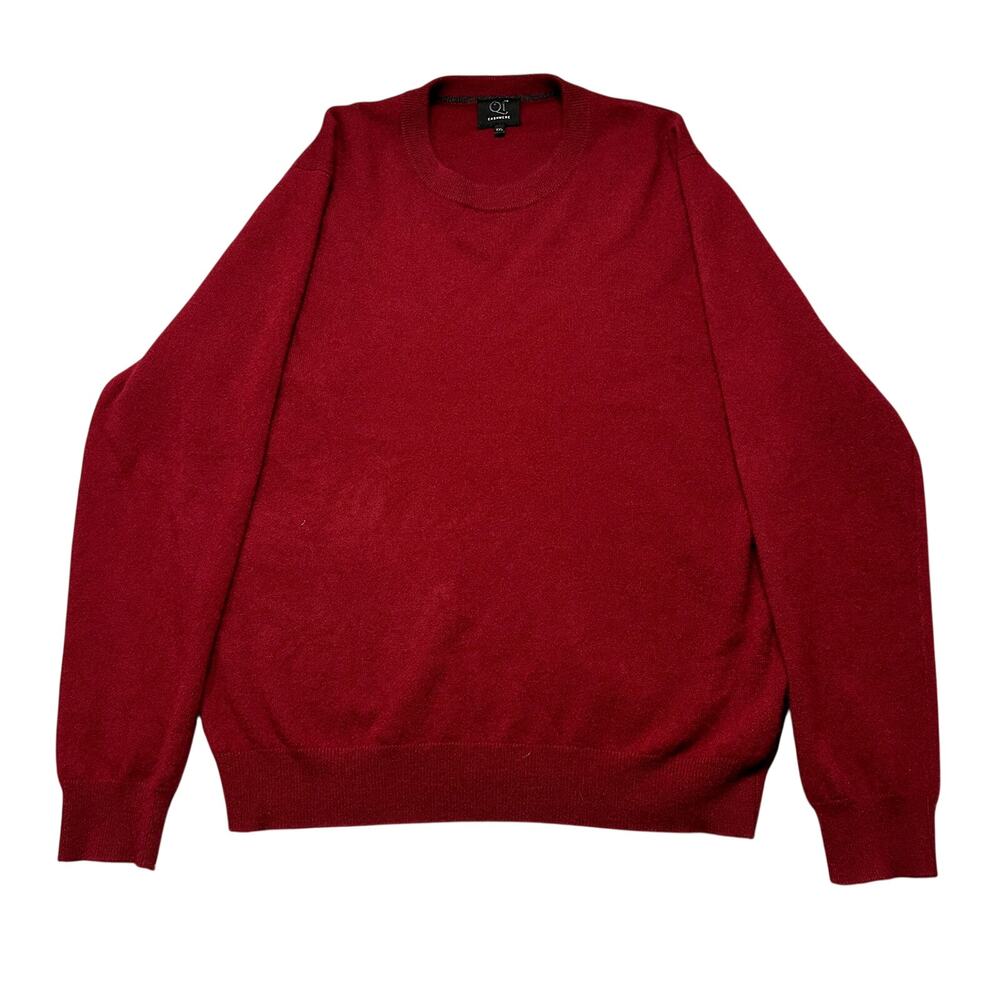 Qi Cashmere Sweater Men's 2XL Cranberry Red Long Sleeve